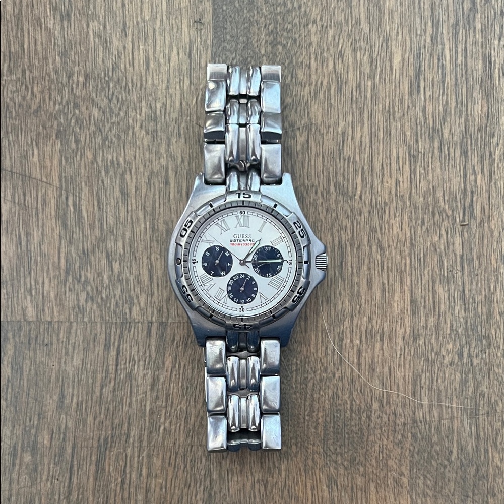 Vintage y2k Guess Silver Multi-Function Watch